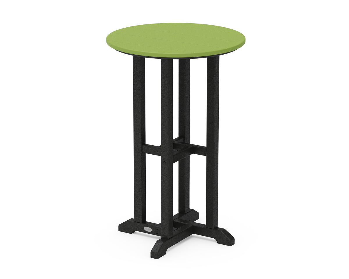 POLYWOOD Contempo 24" Round Counter Table in Black / Lime