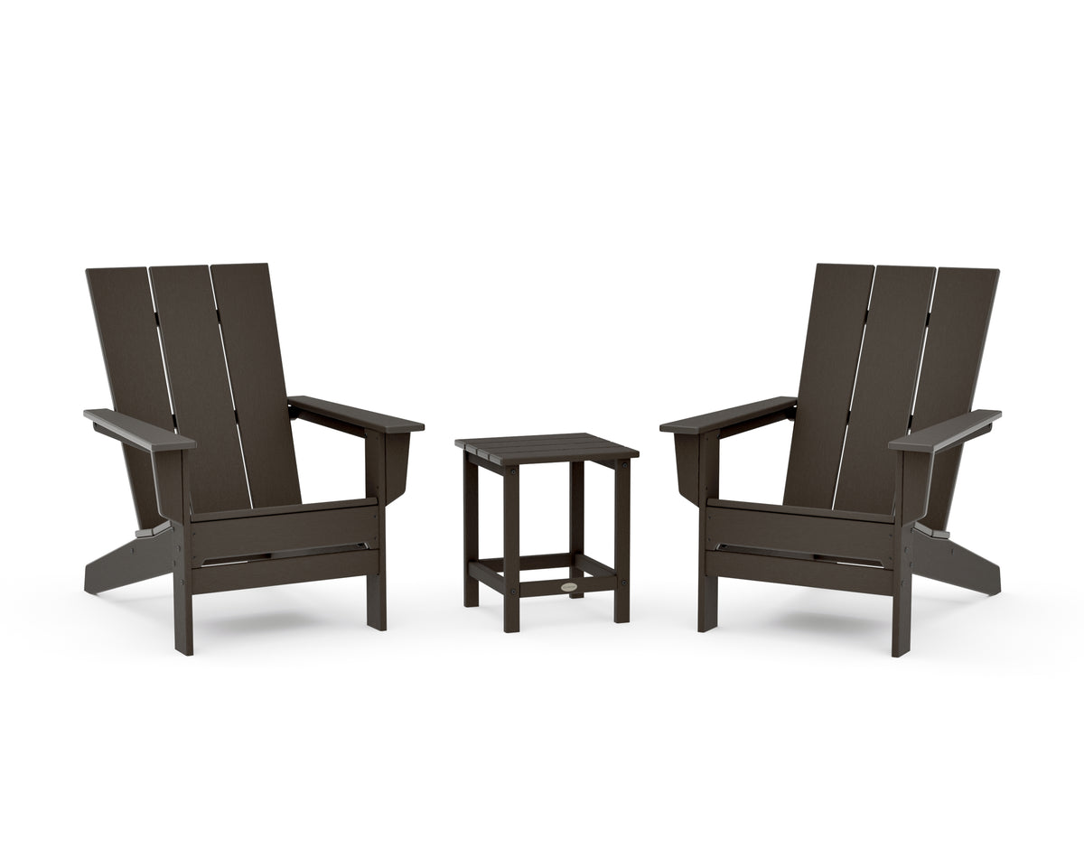 POLYWOOD 3-Piece Modern Studio Adirondack Set in Vintage Coffee