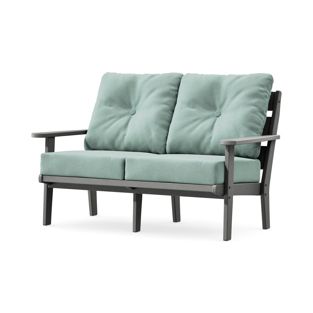 POLYWOOD Lakeside Deep Seating Loveseat in Slate Grey / Glacier Spa
