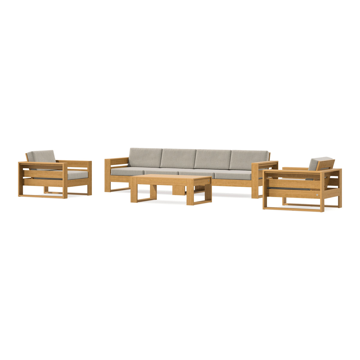 POLYWOOD PW Designer Series Latitude 5-Piece Lounge Sofa Set in Natural / Cast Ash