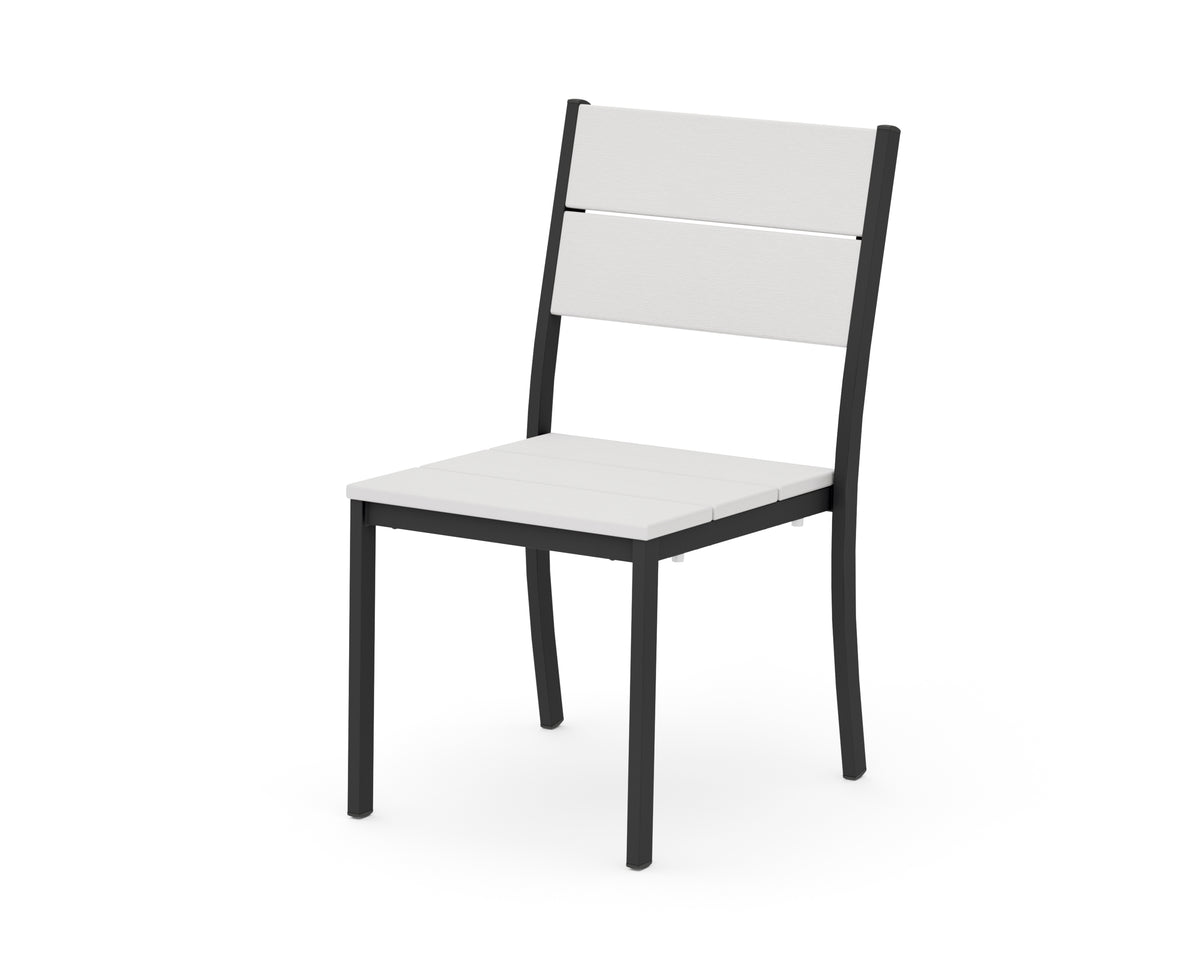 POLYWOOD Main Street Stacking Dining Side Chair in Black / Vintage White