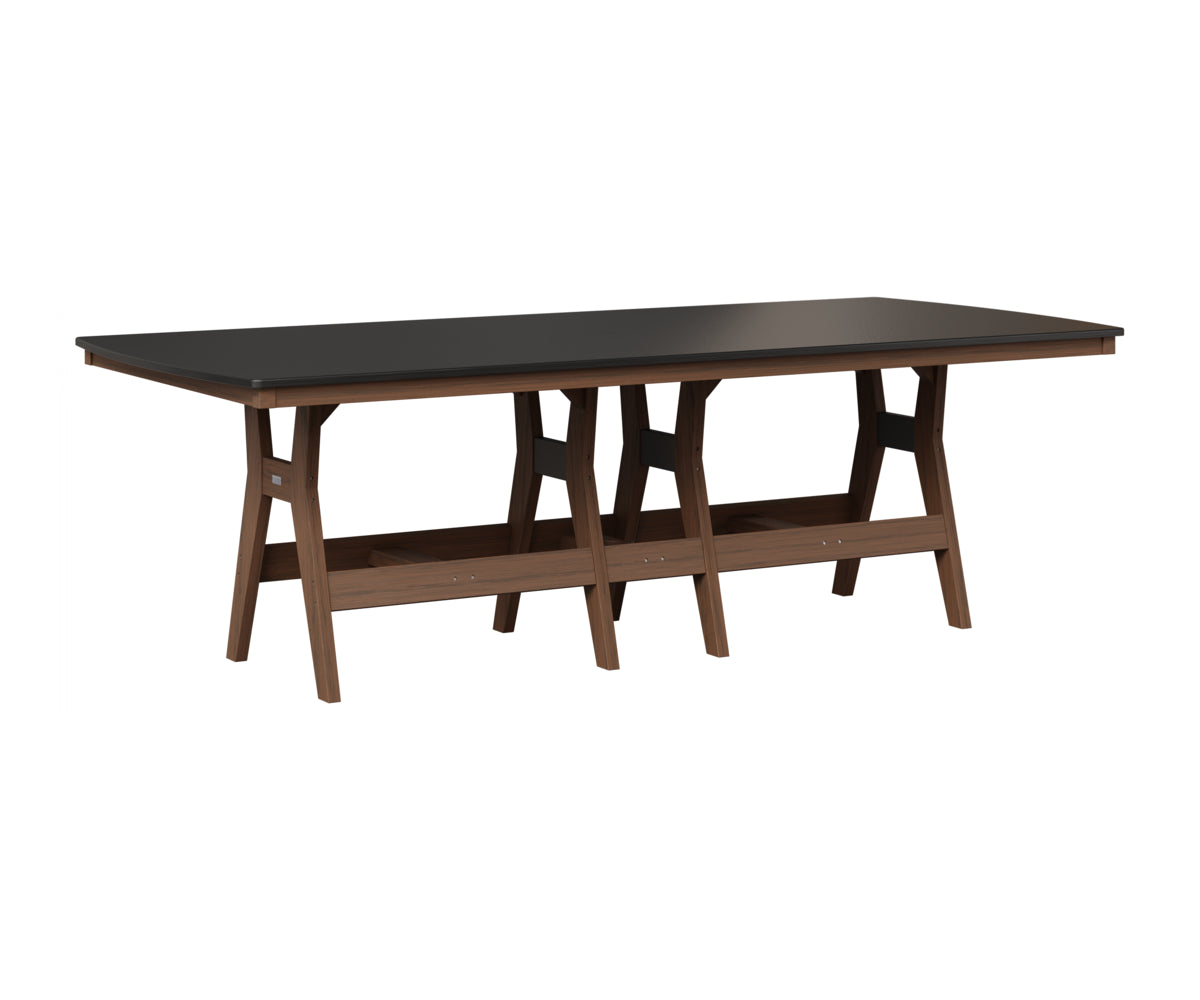Berlin Gardens Harbor 44" x 96" Rectangular Table in Brazilian Walnut, Hammered Black top