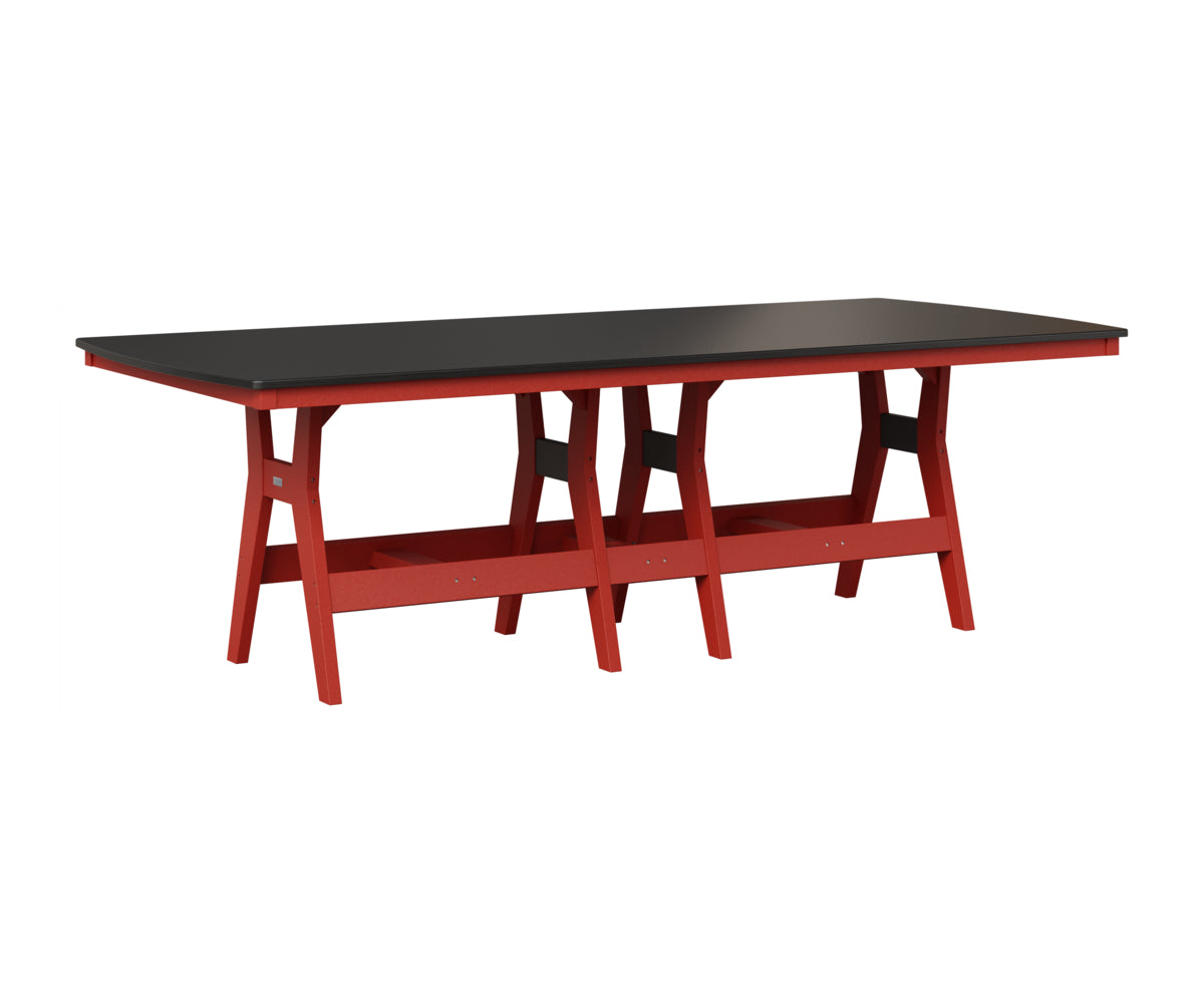 Berlin Gardens Harbor 44" x 96" Rectangular Table in Scarlet Red, Hammered Black top
