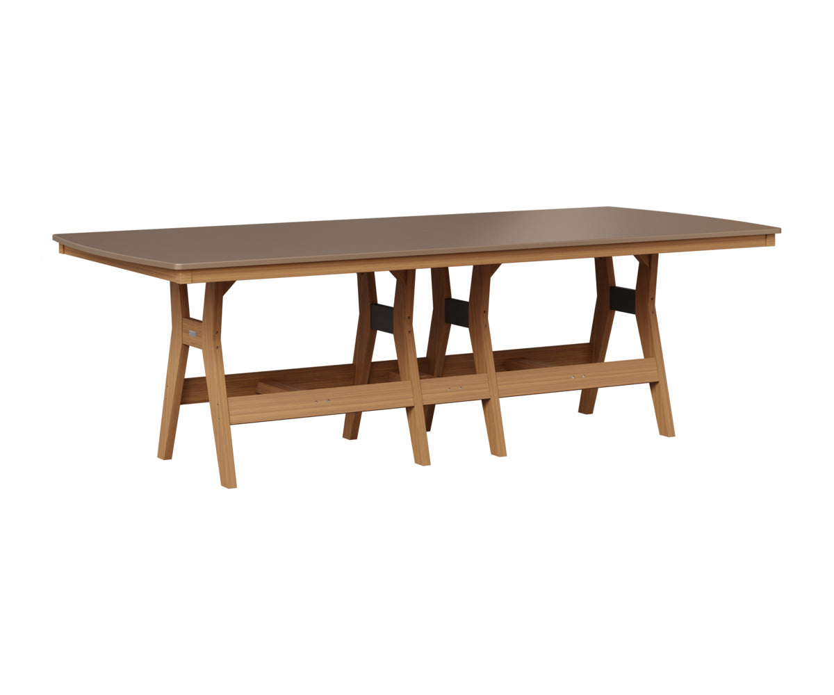Berlin Gardens Harbor 44" x 96" Rectangular Table in Natural Teak, Hammered Bronze top