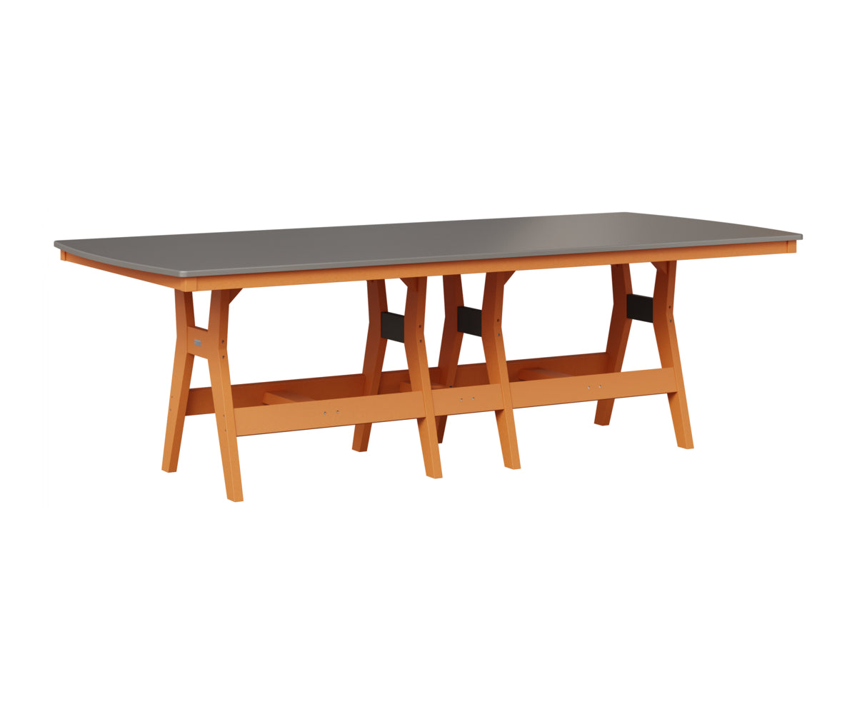 Berlin Gardens Harbor 44" x 96" Rectangular Table in Mango Orange, Hammered Stainless top