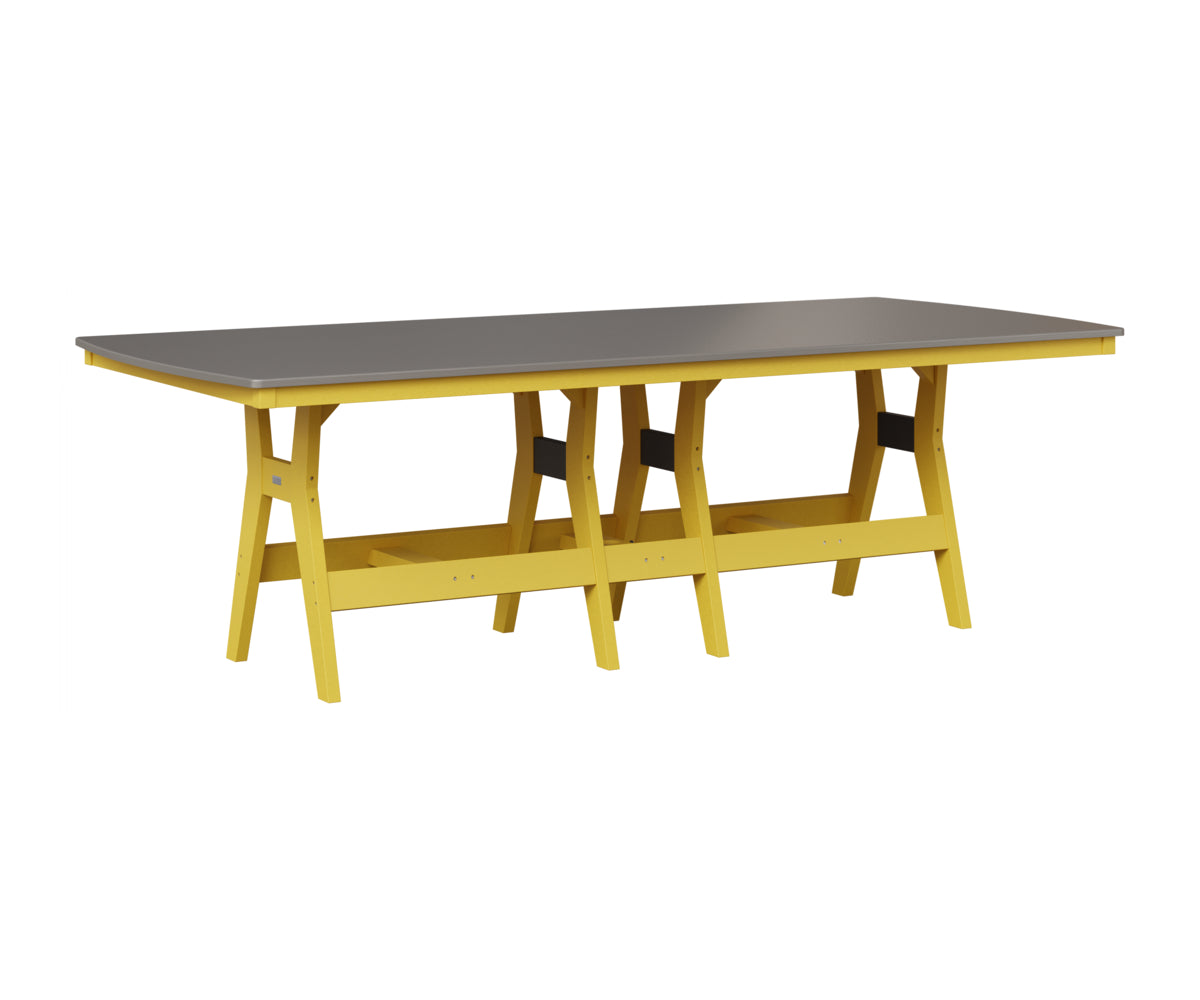 Berlin Gardens Harbor 44" x 96" Rectangular Table in Sunburst Yellow, Hammered Stainless top