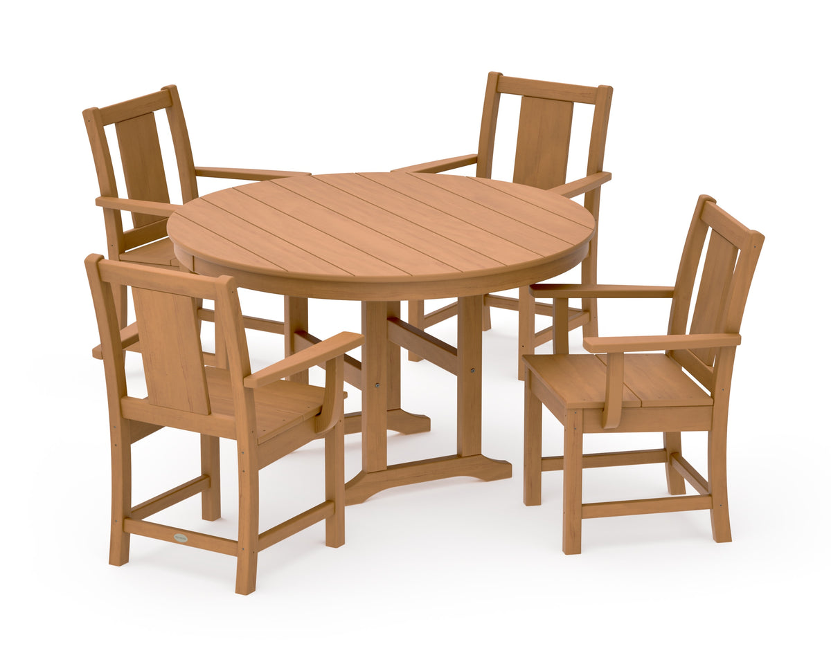 POLYWOOD Prairie 5-Piece Round Farmhouse Dining Set in Natural