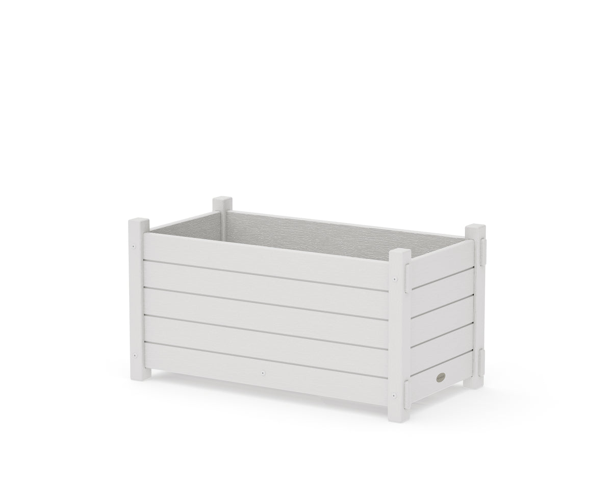 POLYWOOD Nautical Rectangle Double Planter Box in Vintage White