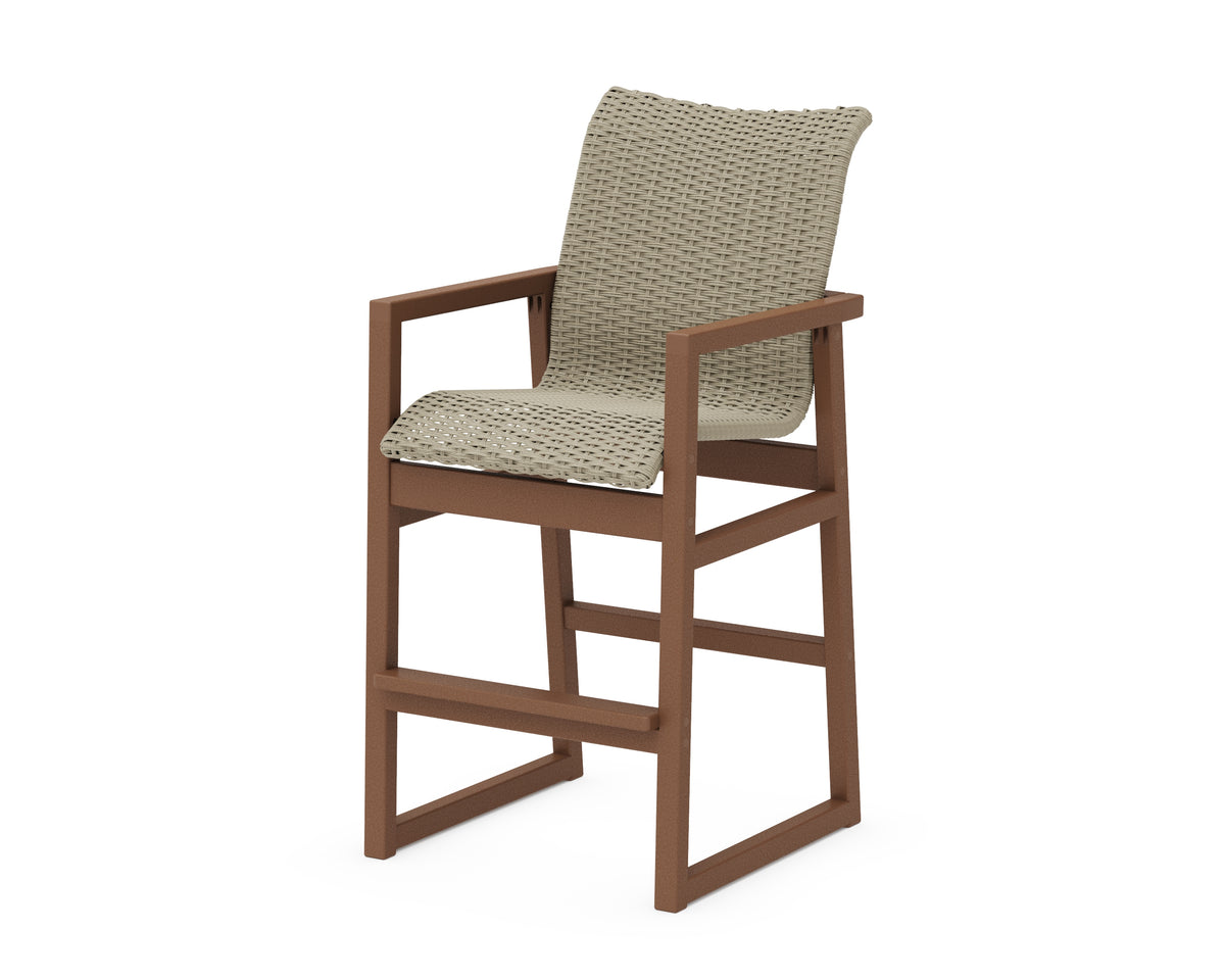 POLYWOOD EDGE Woven Bar Arm Chair in Teak / Dune Grass