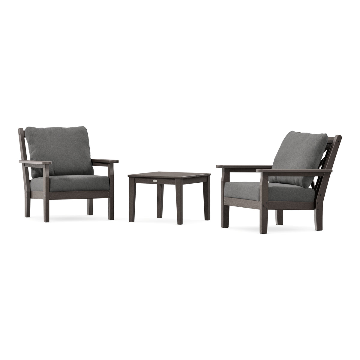 POLYWOOD Chippendale 3-Piece Deep Seating Set in Vintage Coffee