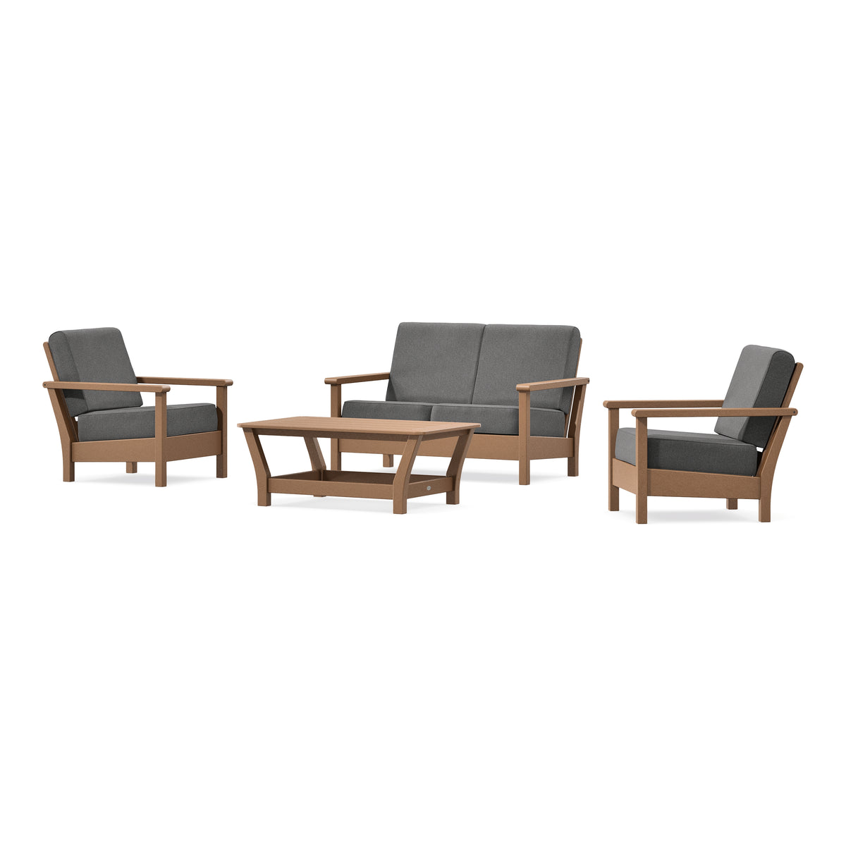 POLYWOOD Harbour 4-Piece Deep Seating Set in Teak