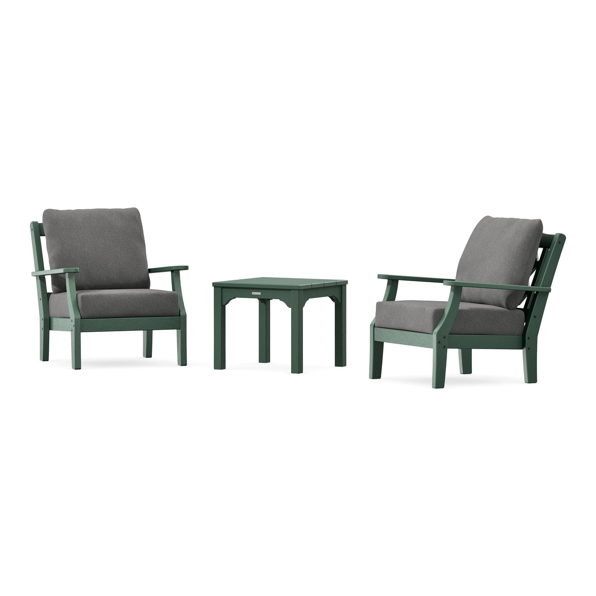 POLYWOOD Chinoiserie 3-Piece Deep Seating Set in Green