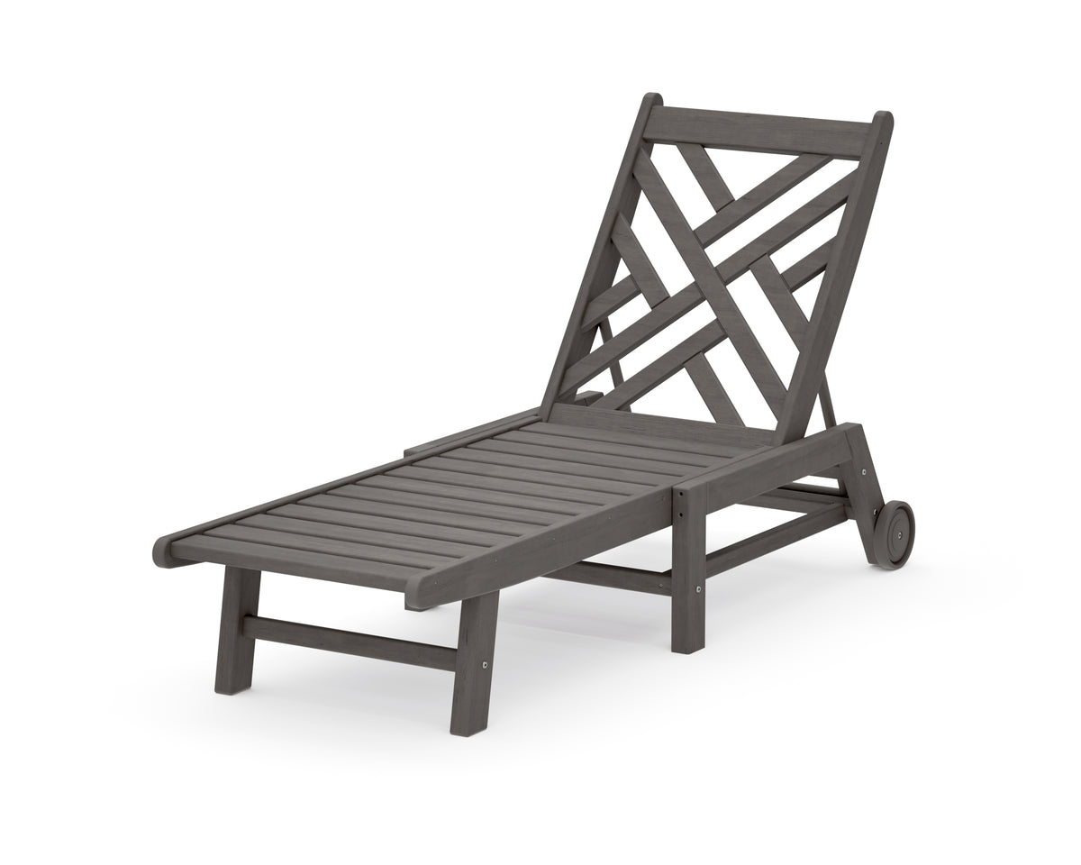 POLYWOOD Chippendale Chaise with Wheels in Driftwood