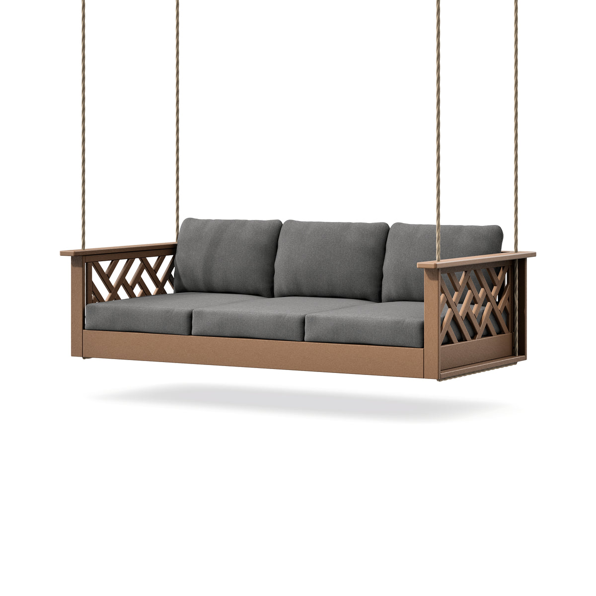 POLYWOOD Chippendale Daybed Swing in Teak / Ash Charcoal