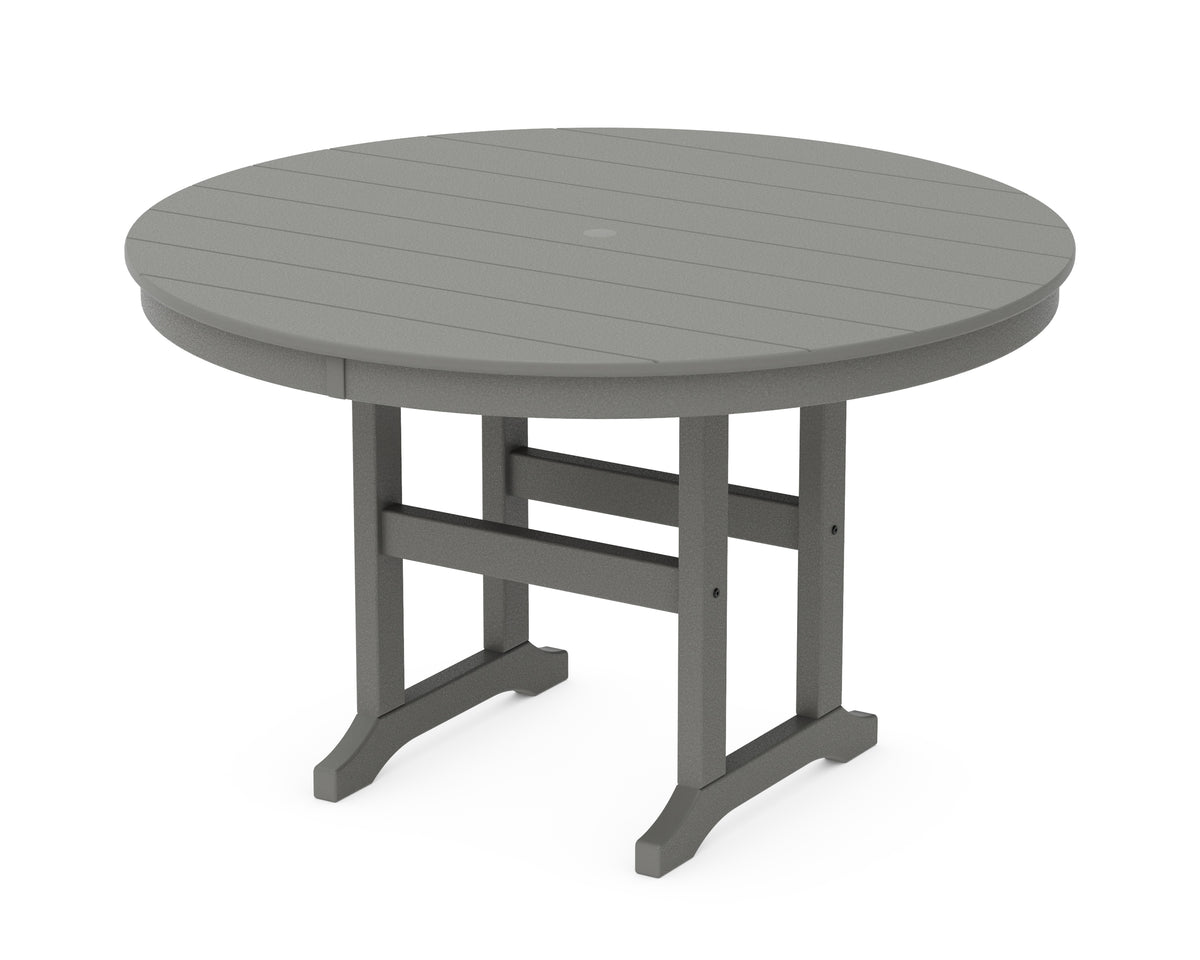 POLYWOOD 48" Round Farmhouse Dining Table in Slate Grey