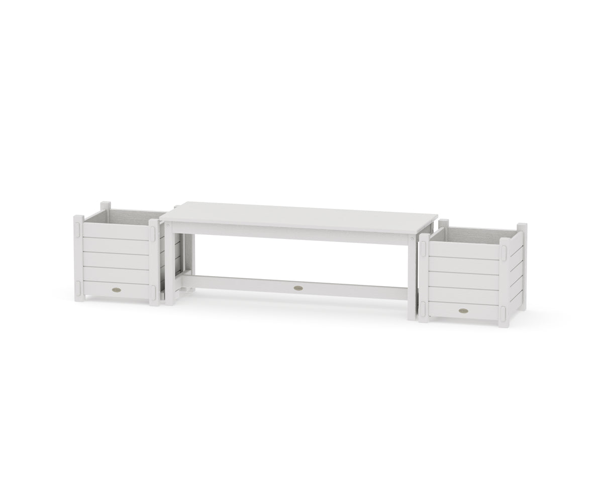 POLYWOOD 48" Nautical Straight Planter Bench Set in Vintage White