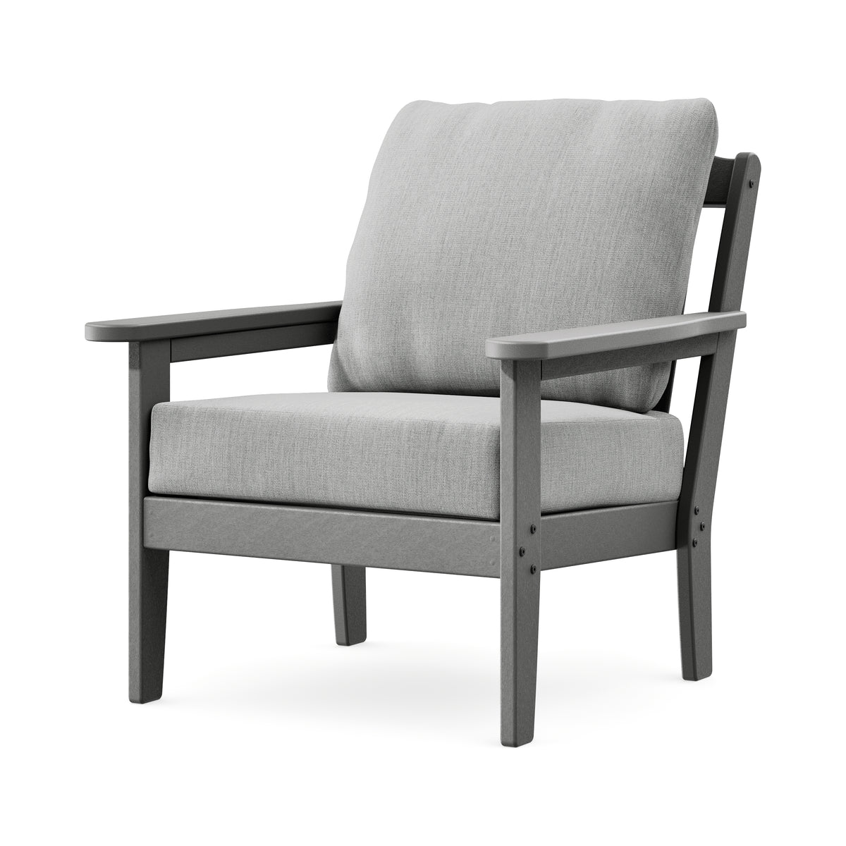 POLYWOOD Cottage Deep Seating Chair in Slate Grey / Granite
