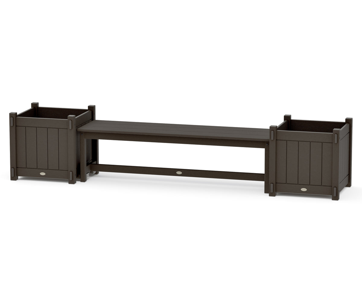 POLYWOOD 60" Vineyard Straight Planter Bench Set - Large in Vintage Coffee