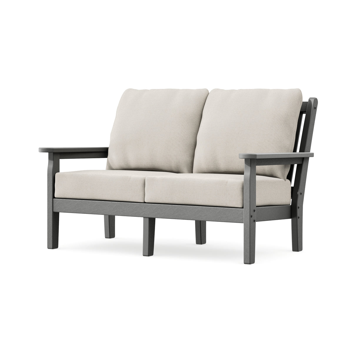 POLYWOOD Chippendale Deep Seating Loveseat in Slate Grey / Dune Burlap