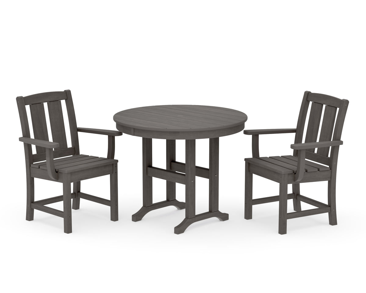 POLYWOOD Mission 3-Piece Farmhouse Dining Set in Driftwood
