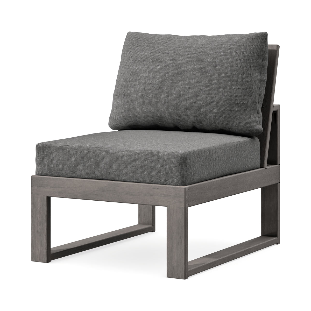 POLYWOOD Modular Armless Chair in Driftwood / Ash Charcoal