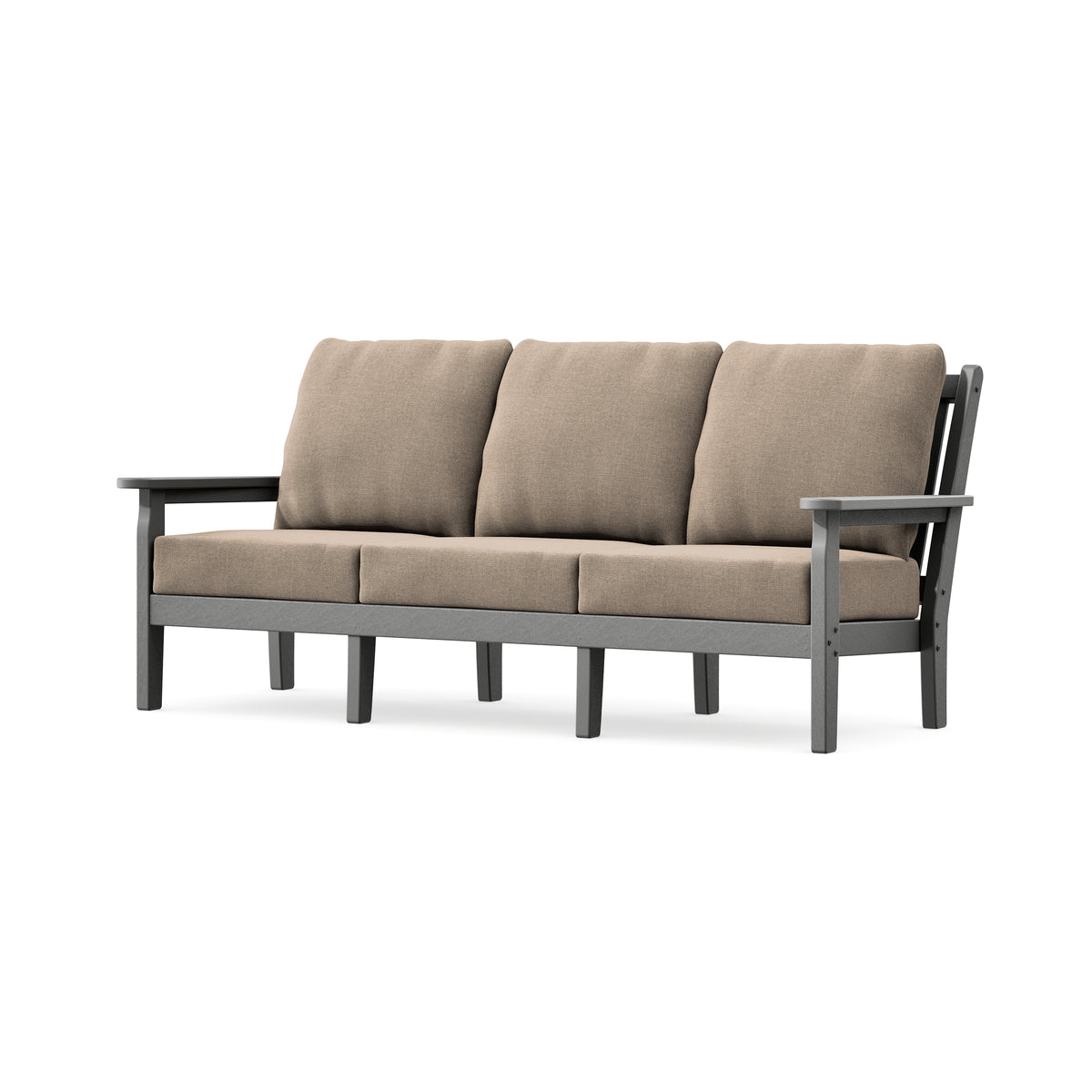 POLYWOOD Chippendale Deep Seating Sofa in Slate Grey / Spiced Burlap
