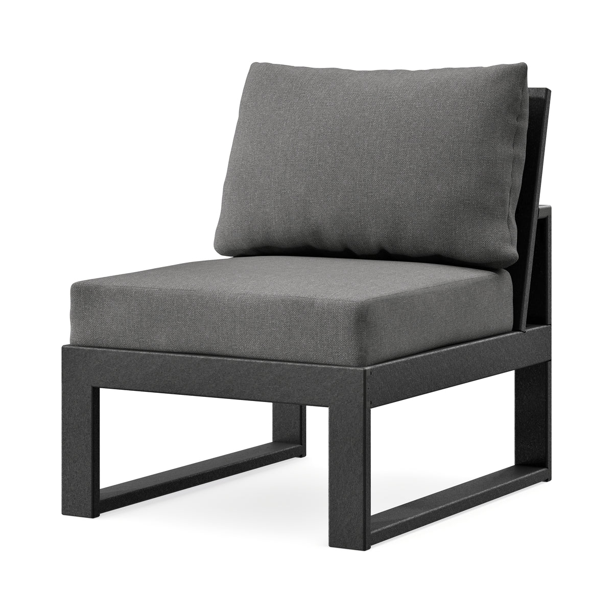 POLYWOOD Modular Armless Chair in Black / Ash Charcoal