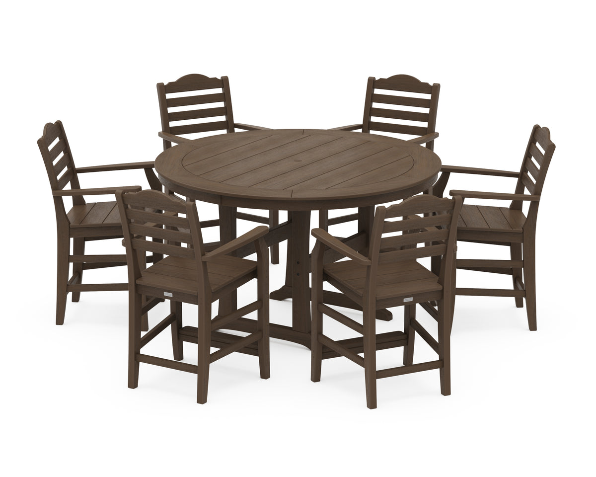 POLYWOOD Savannah 7-Piece Arm Chair Round Counter Set in Kona