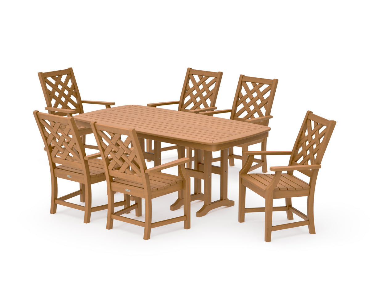 POLYWOOD Wovendale Arm Chair 7-Piece Dining Set in Natural