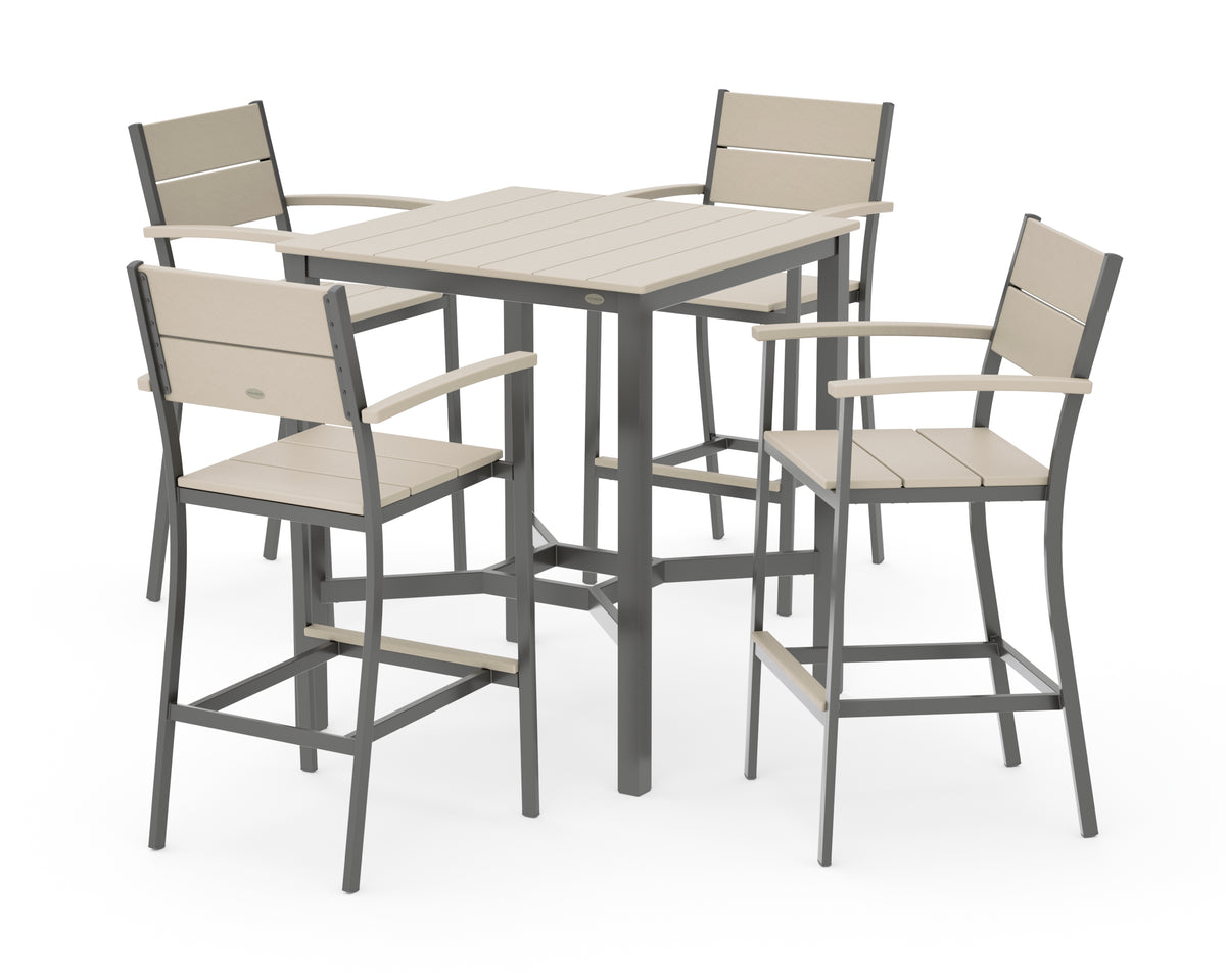 POLYWOOD Main Street 5-Piece Bar Set in Charcoal / Sand