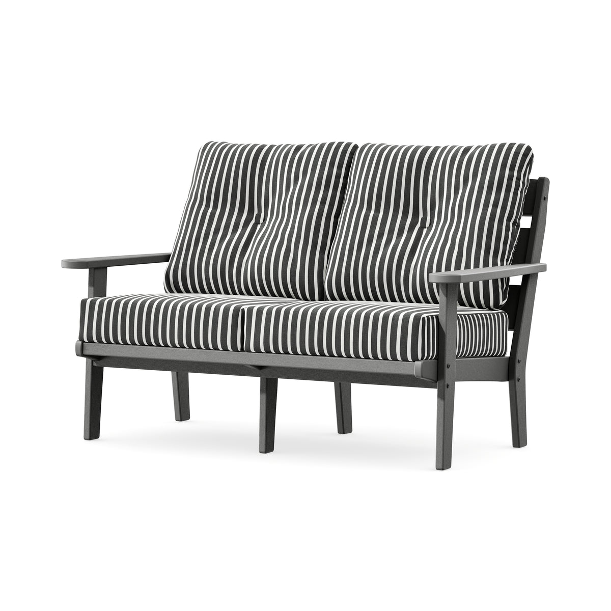 POLYWOOD Lakeside Deep Seating Loveseat in Slate Grey / Shore Classic