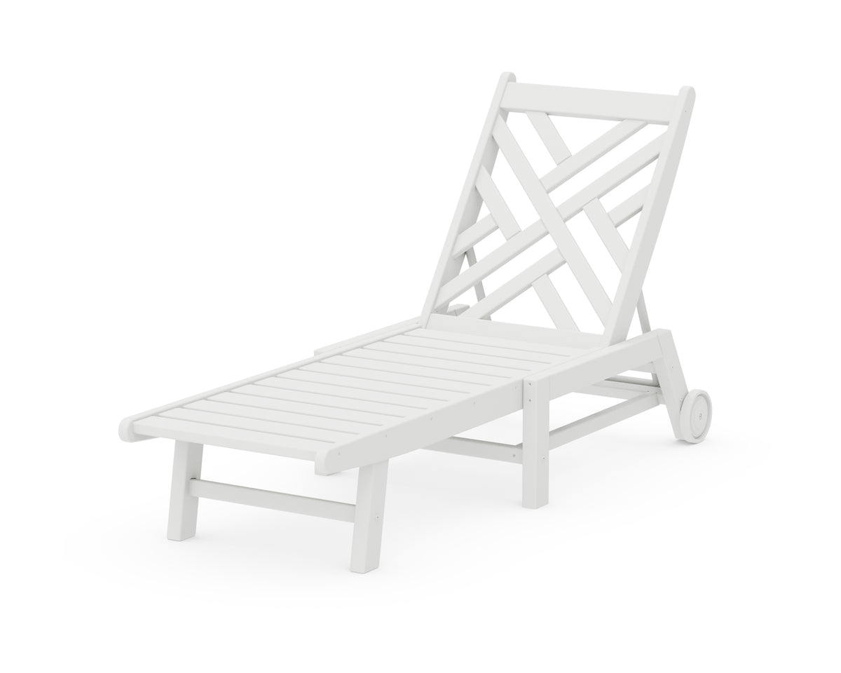 POLYWOOD Chippendale Chaise with Wheels in White