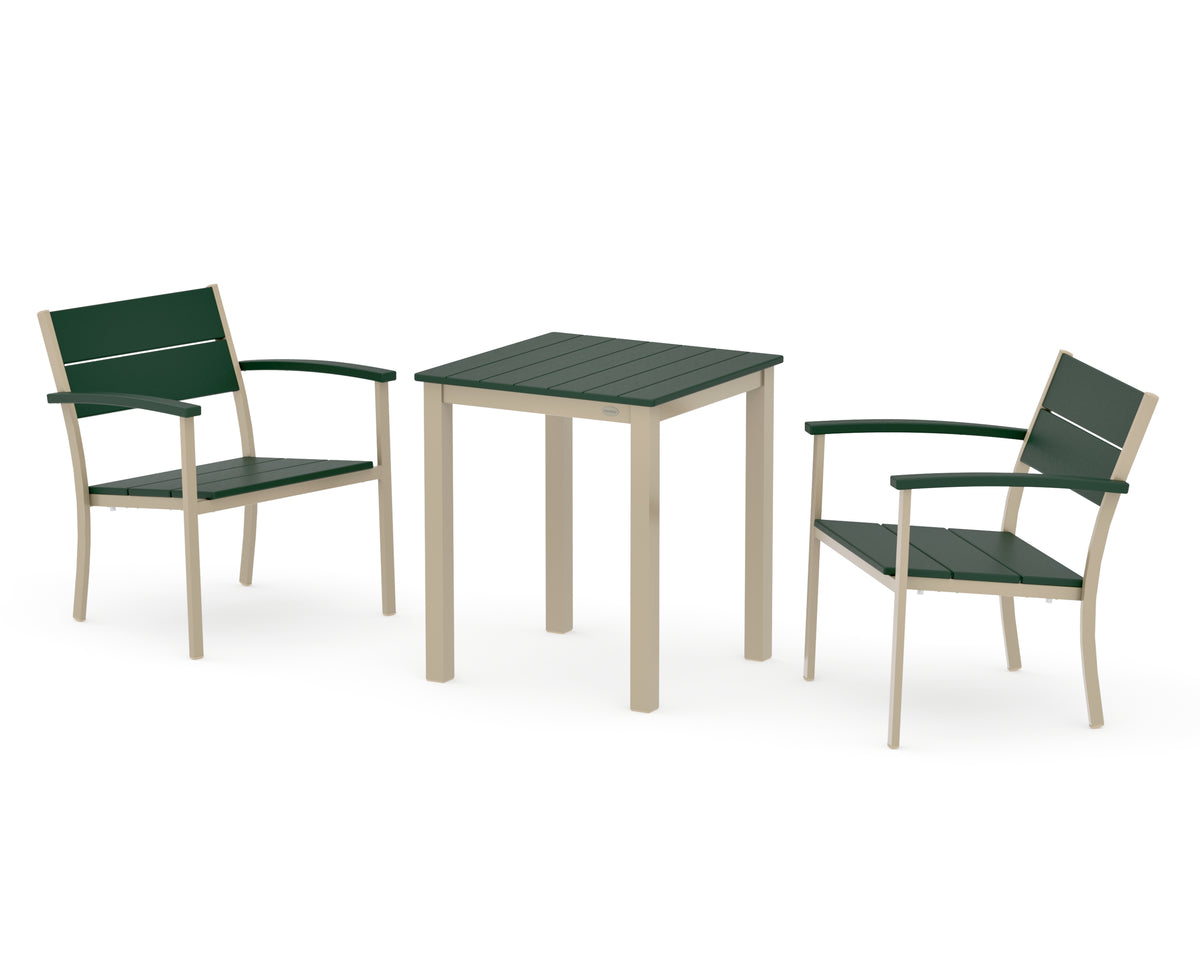 POLYWOOD Main Street 3-Piece Square Dining Set in Sand / Green