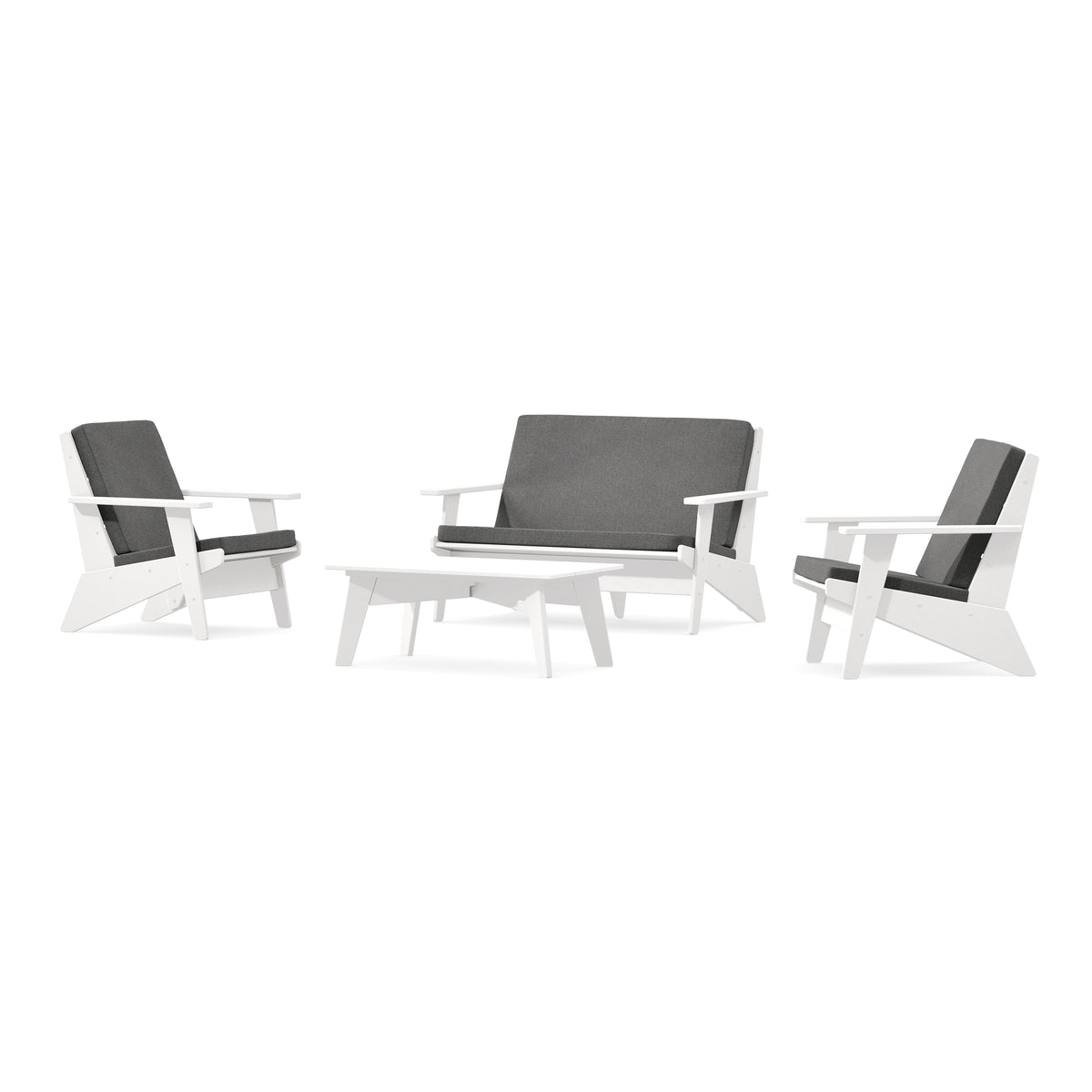 POLYWOOD Riviera Modern Lounge 4-Piece Set in White