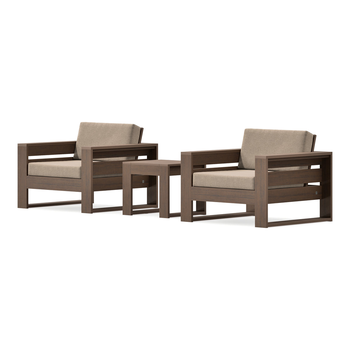 POLYWOOD PW Designer Series Latitude 3-Piece Lounge Chair Set in Kona / Spiced Burlap
