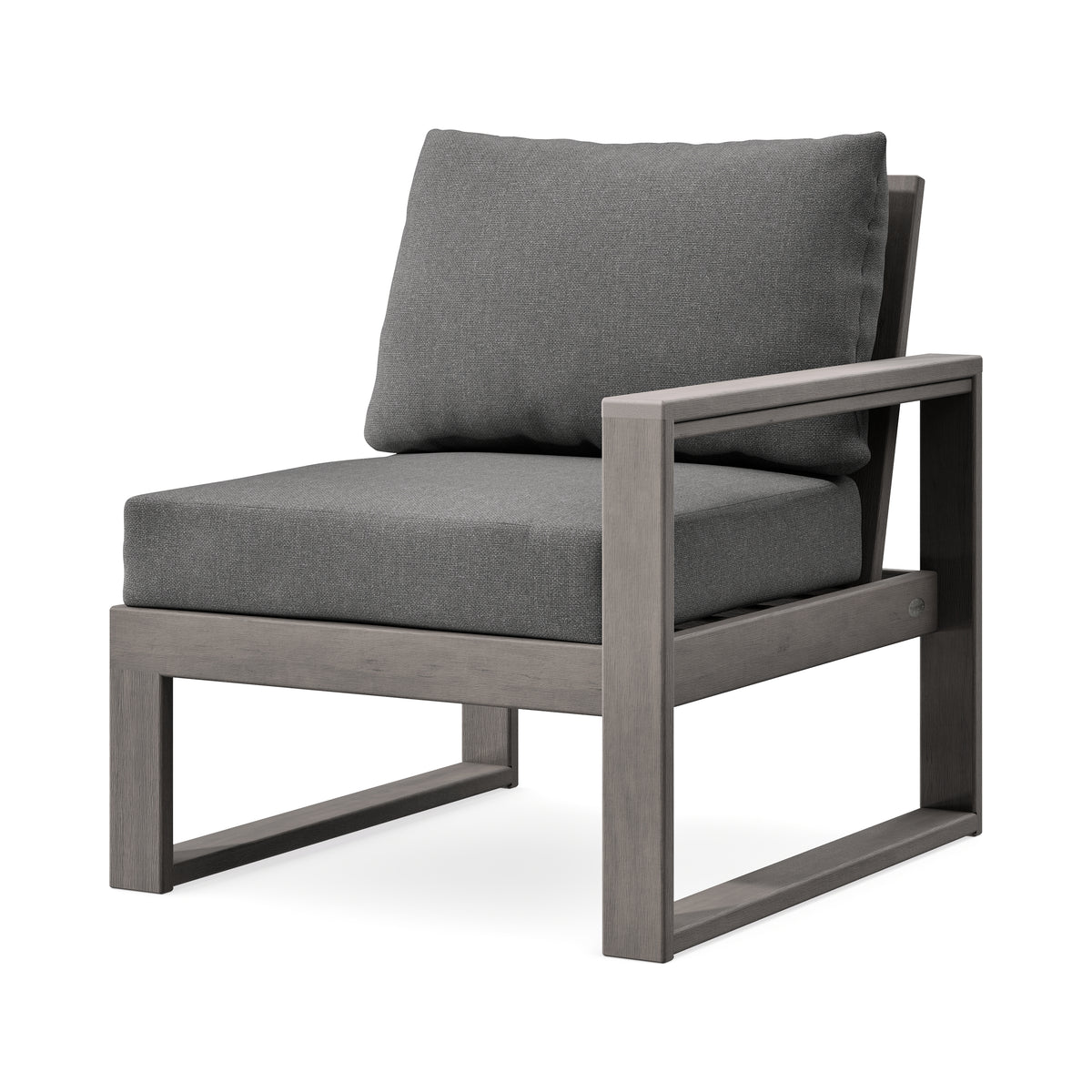 POLYWOOD EDGE Modular Right Arm Chair in Driftwood / Ash Charcoal