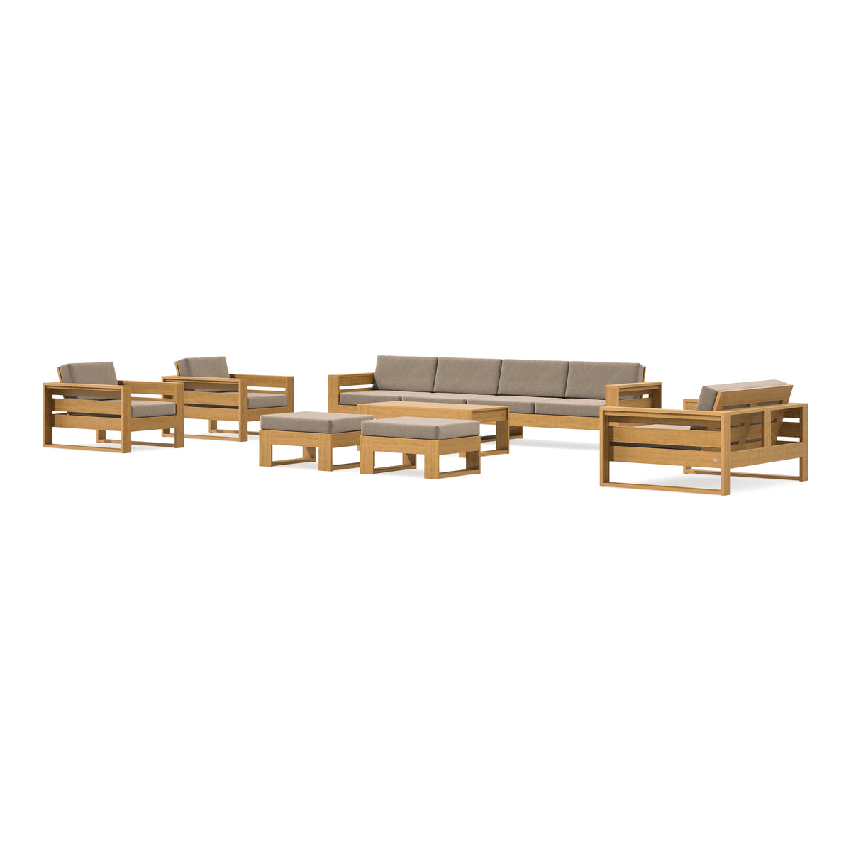 POLYWOOD PW Designer Series Latitude 8-Piece Lounge Sofa Set in Natural / Spiced Burlap