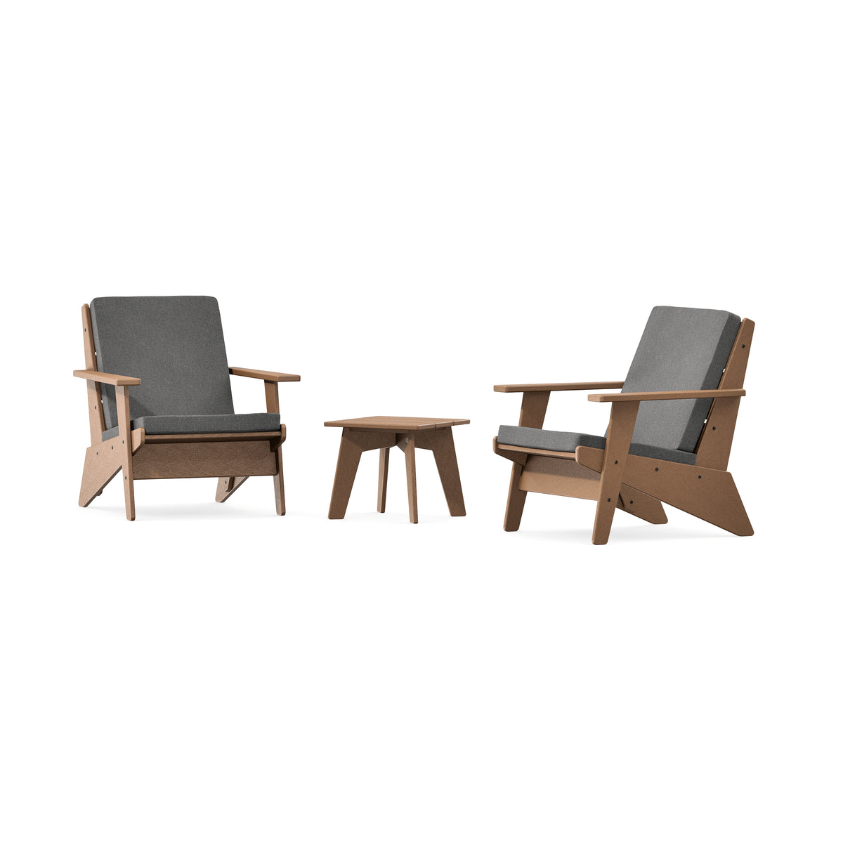 POLYWOOD Riviera Modern Lounge 3-Piece Set in Teak