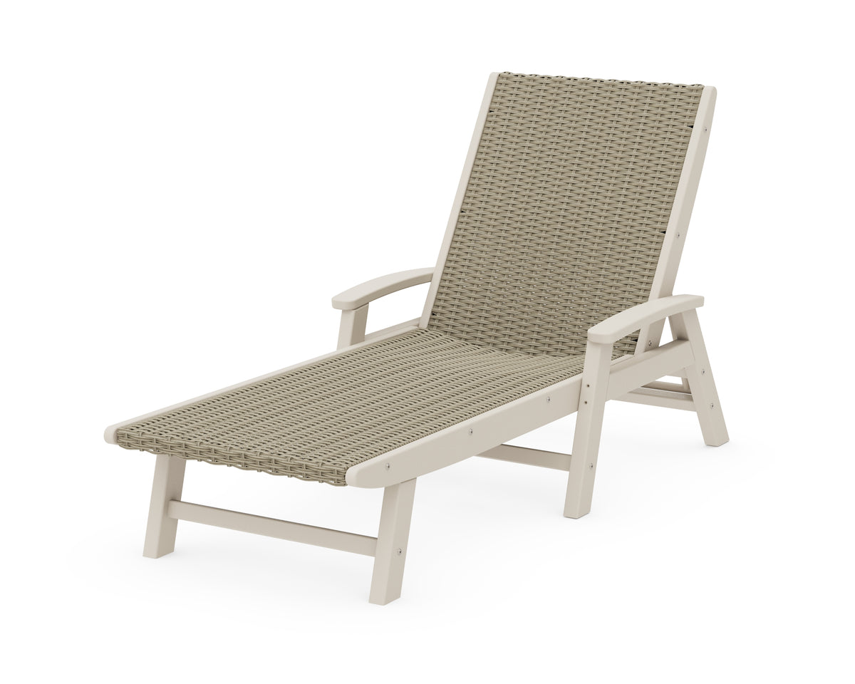 POLYWOOD Coastal Woven Chaise with Arms in Sand / Dune Grass