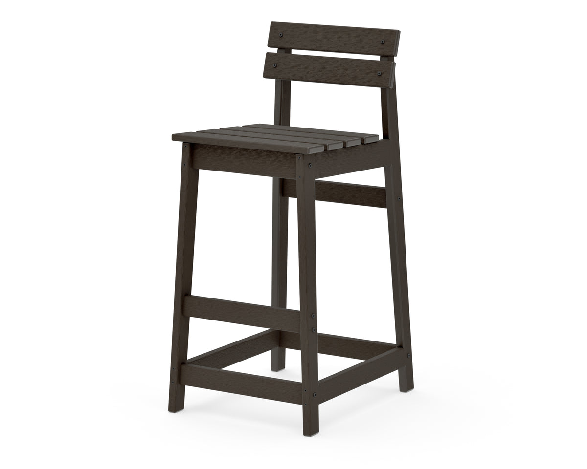 POLYWOOD Modern Studio Plaza Lowback Bar Chair in Vintage Coffee