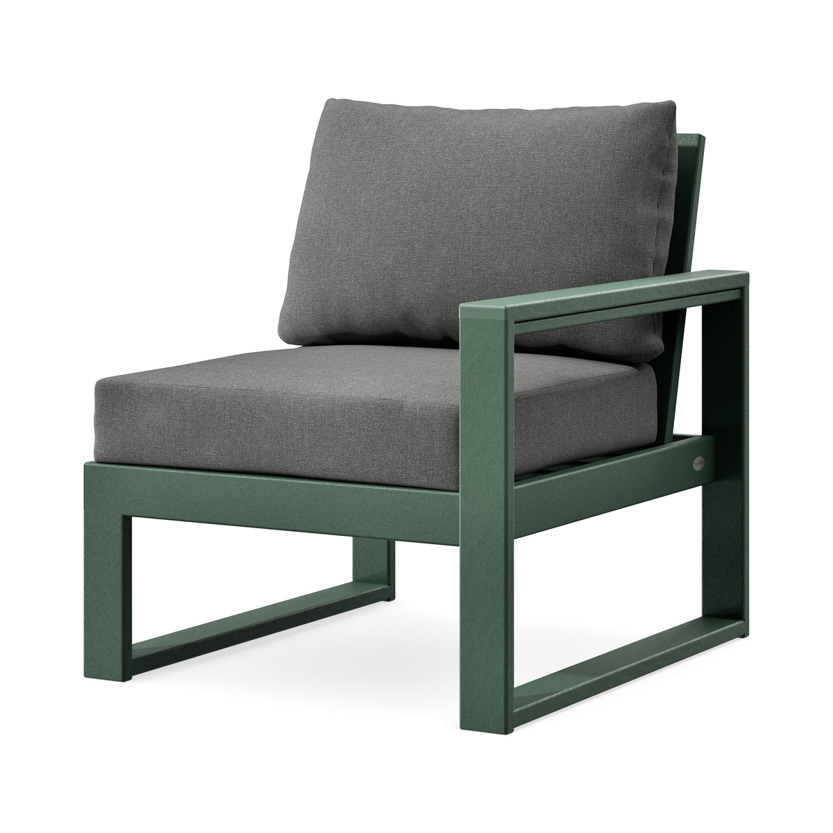 POLYWOOD EDGE Modular Right Arm Chair in Green / Ash Charcoal