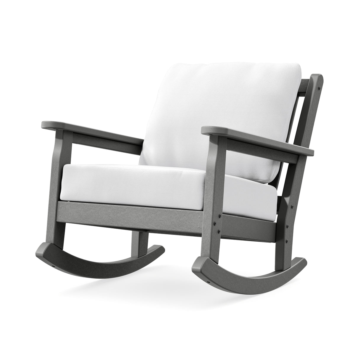 POLYWOOD Chippendale Deep Seating Rocking Chair in Slate Grey / Natural
