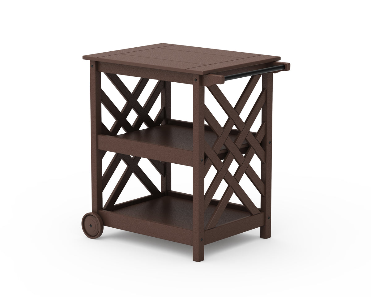 POLYWOOD Wovendale Bar Cart in Mahogany
