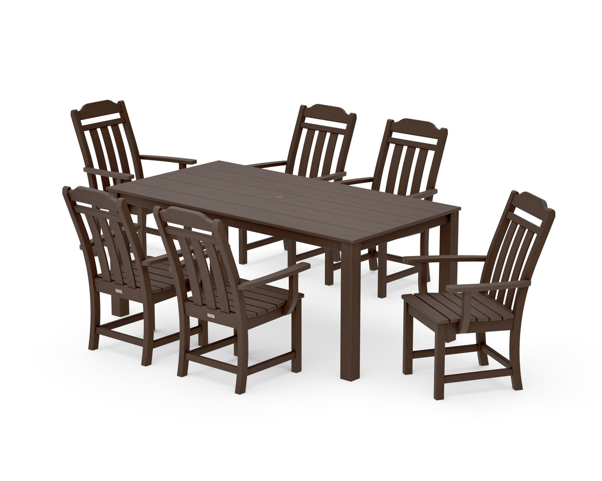 POLYWOOD Cottage Arm Chair 7-Piece Parsons Dining Set in Kona