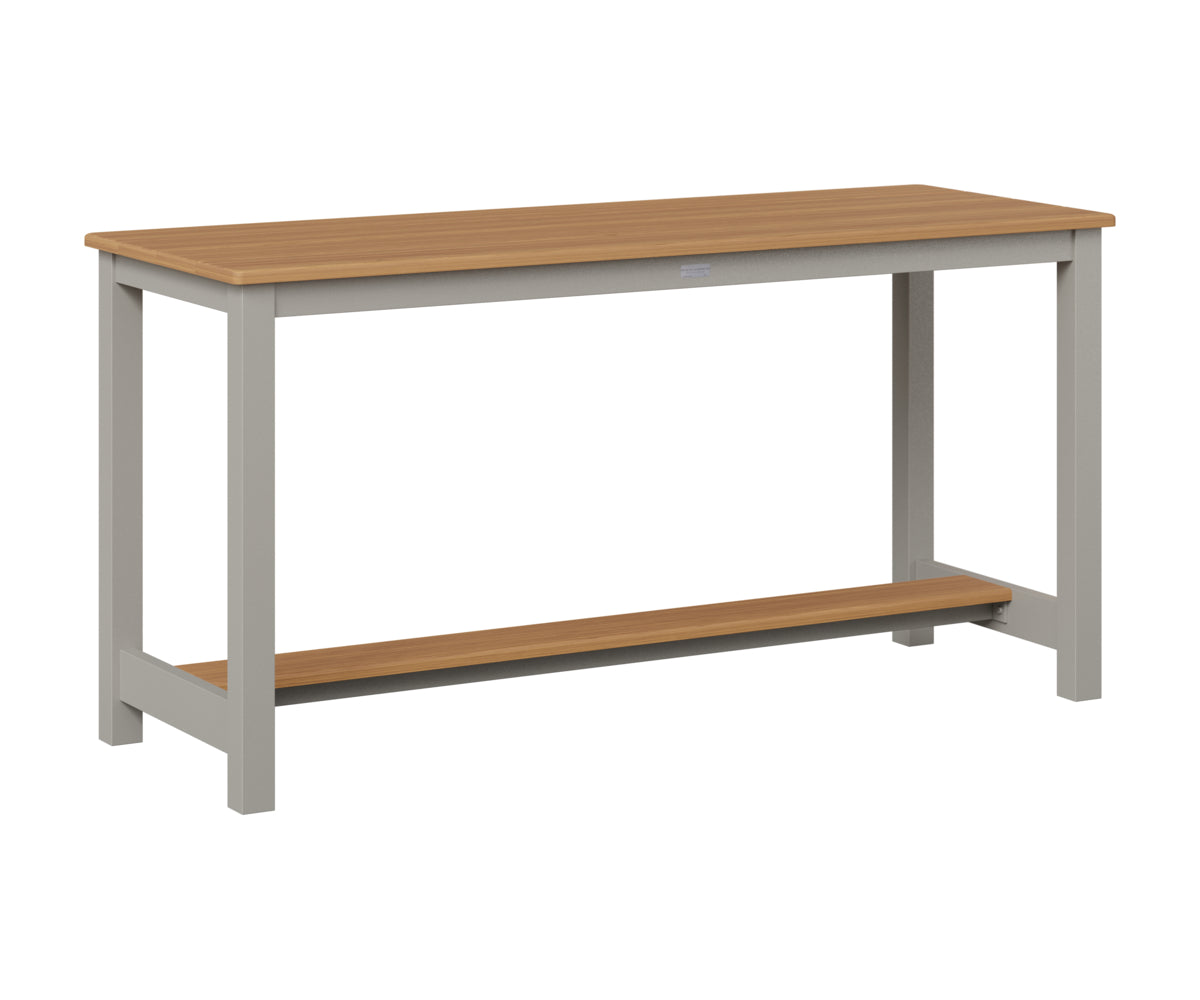Berlin Gardens Balcony Table with Aluminum Base in Platinum Silver, Natural Teak top