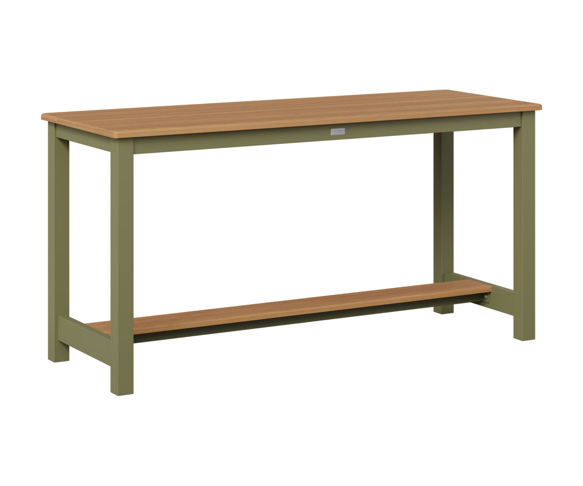 Berlin Gardens Balcony Table with Aluminum Base in Green Sage, Natural Teak top