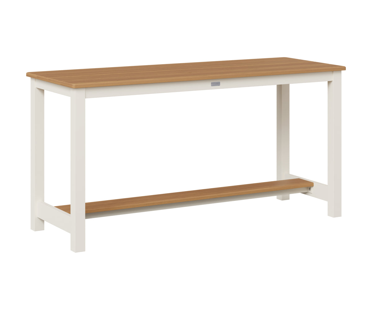 Berlin Gardens Balcony Table with Aluminum Base in White, Natural Teak top
