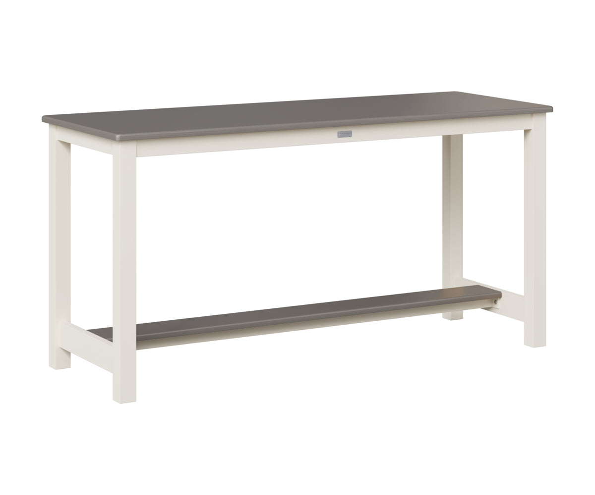Berlin Gardens Balcony Table with Aluminum Base in White, Hammered Stainless top