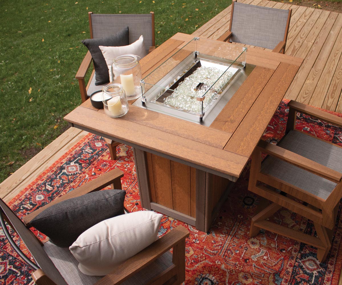Berlin Gardens Donoma 44" Round Fire Table Dining, lifestyle photo 4