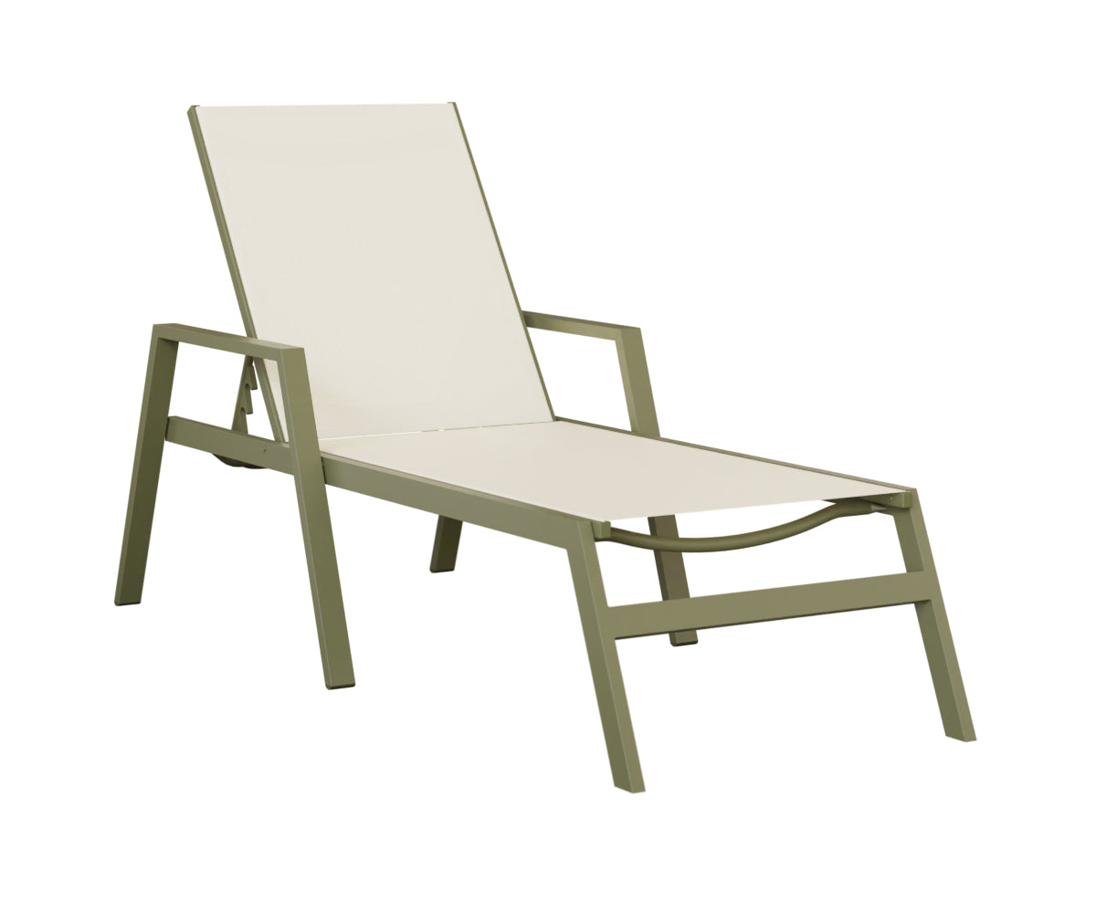 Berlin Gardens Vida Sling Chaise Lounge with Arms in Green Sage